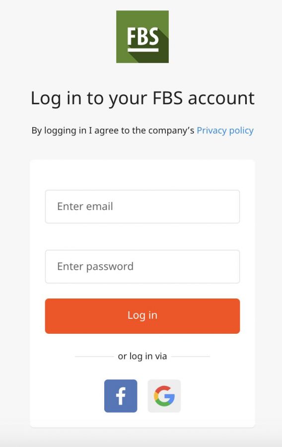 Log in to your FBS account By logging in I agree to the company’s Privacy policy